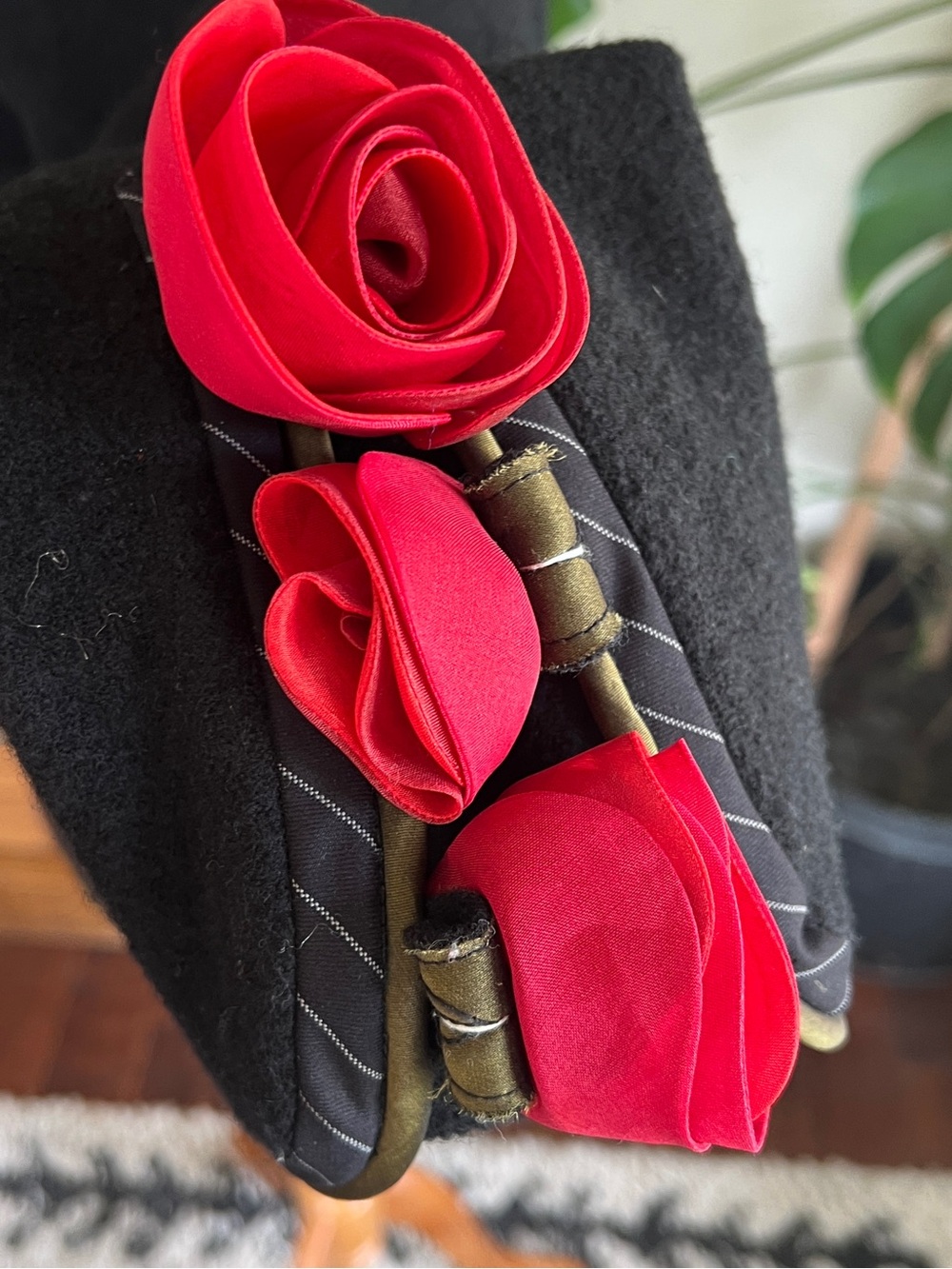 CoVelo Clothing Black Women's Wool Jacket with Red Floral Rose Accents M - Picture 11 of 16